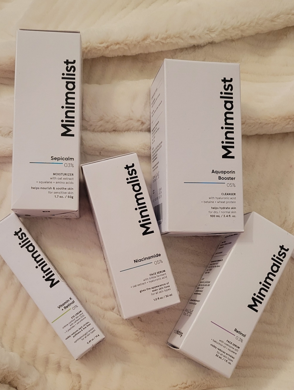 NIB Minimalist 5-Piece Niacinamide Salicylic Serum Retinol Aquaporin Moisturizer